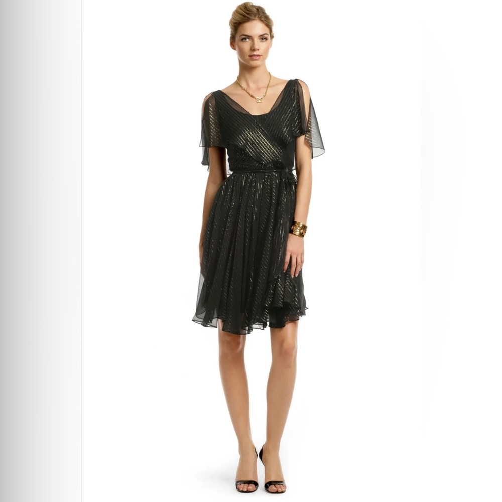 Flawless SILK, chiffon belted, flutter sleeve original Milly of New York Dress